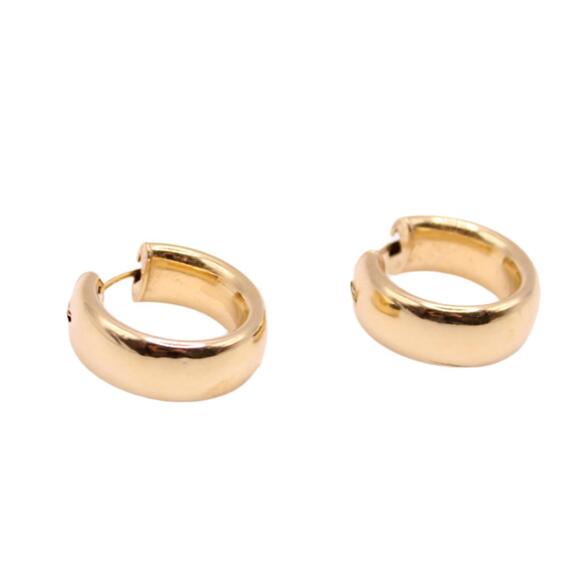 14kt Yellow Gold Hinged Wide Chunky Round Polished Hoop Post Earrings 0.6